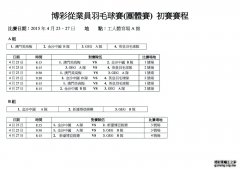 2015博彩從業員羽毛球賽賽程
